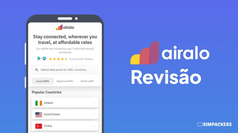Revisão da eSIM Airalo - Interface do site e planos