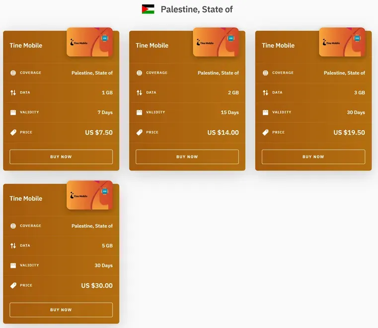 Airalo palestine esim