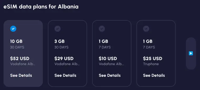 nomad albanie esim