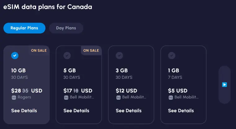 nomad Kanada esim