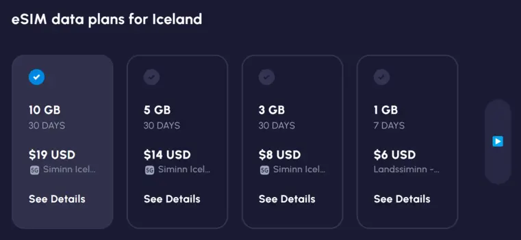 nomad islande esim