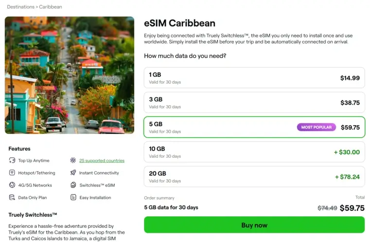 truely Caribbean esim