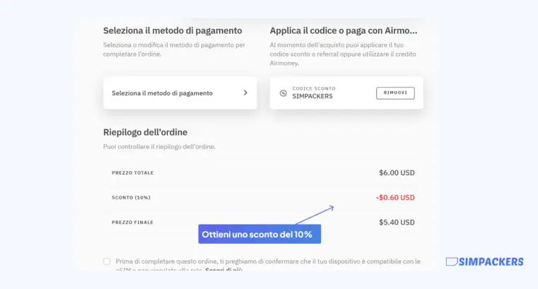 codice sconto airalo