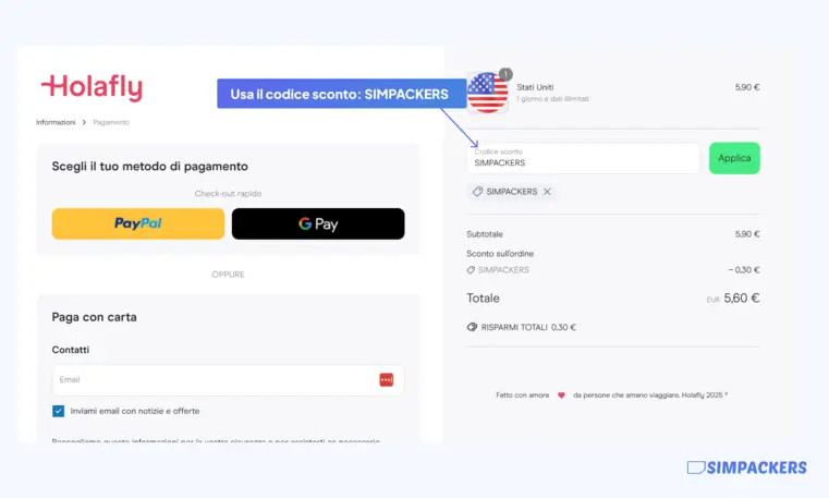 codice sconto holafly